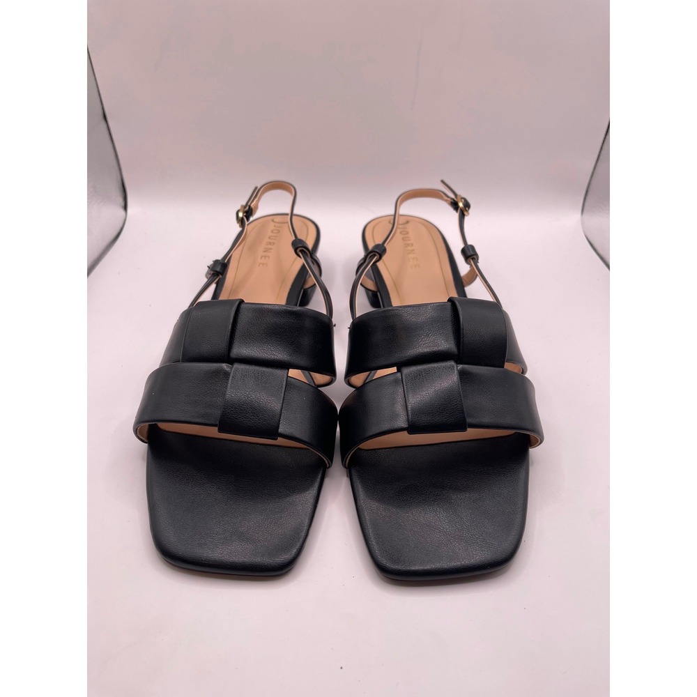 Journee Collection Tabatha Black Slingback Block Heel Sandals Womens 10